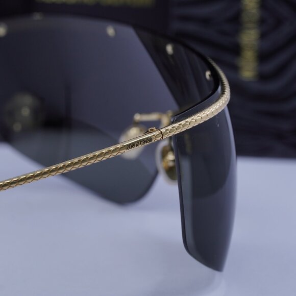 Roberto Cavalli SRC012M 0300 Shield Sunglasses – Gold\\Grey main image 9
